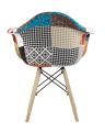 Кресло Eames DSW обивка тканевая в стиле пэчворк, ножки из массива бука