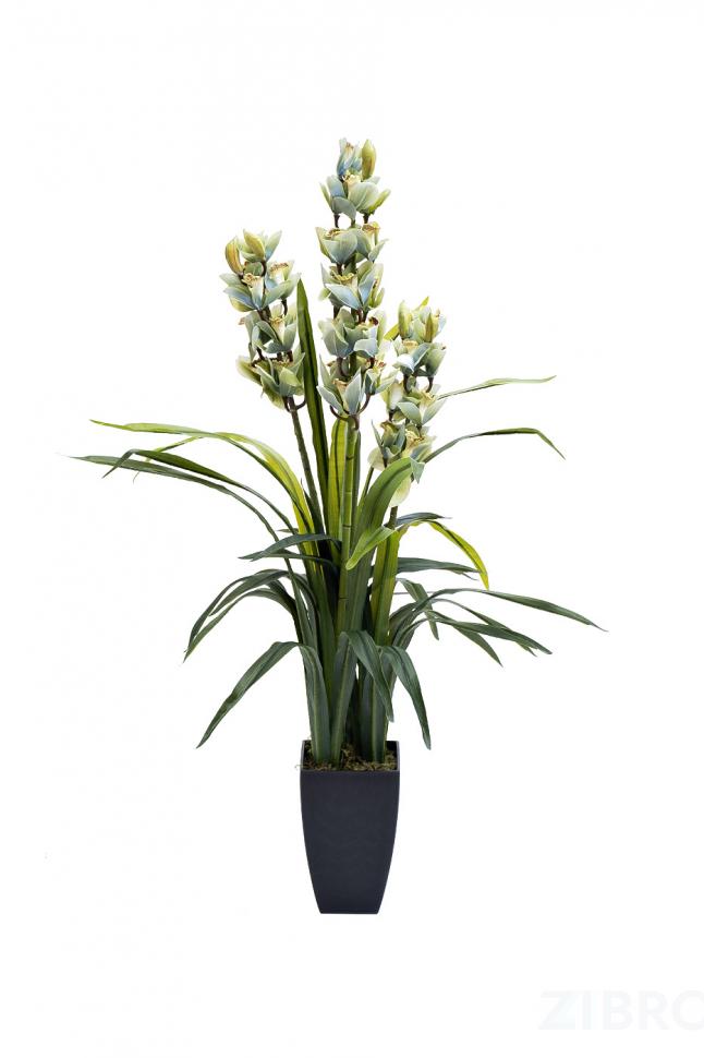 29BJ-911-33 Орхидея CYMBIDIUM белая искусственная в горшке h110 см