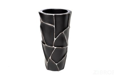 ZSC872-19BL Кашпо d26*48см черное с серебром