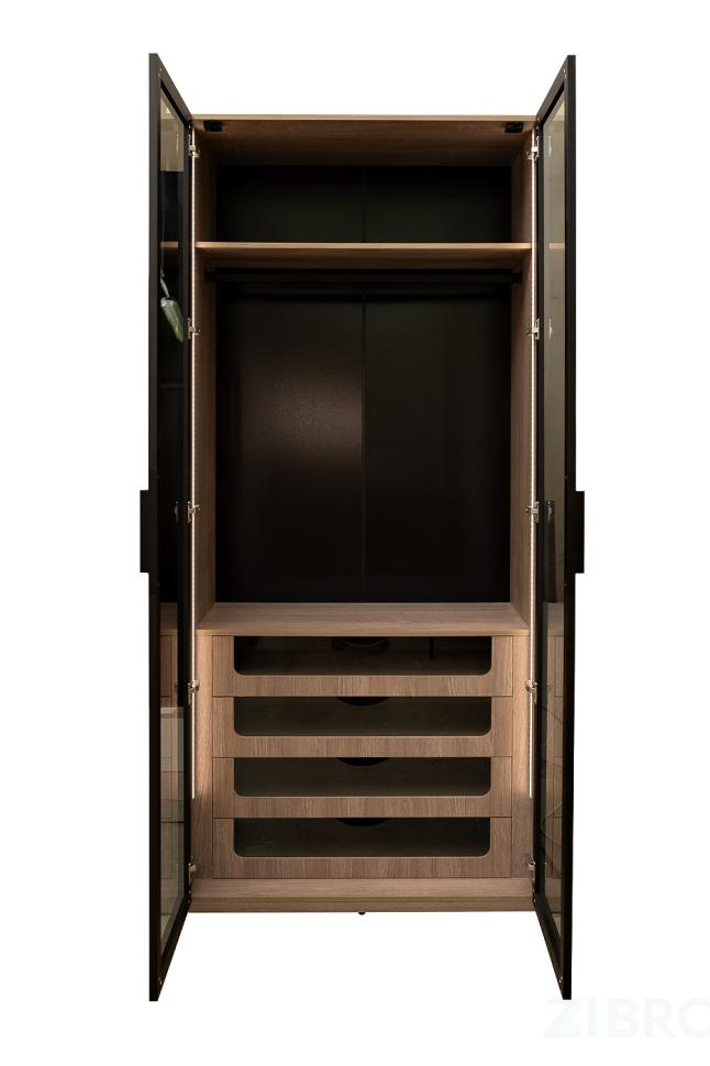 GD-10012/1-3 Шкаф Alto двух c выдв ящик,цвет дуб Урбан Кофейный,дверцы стекло(тонир) 100*57*228.5см