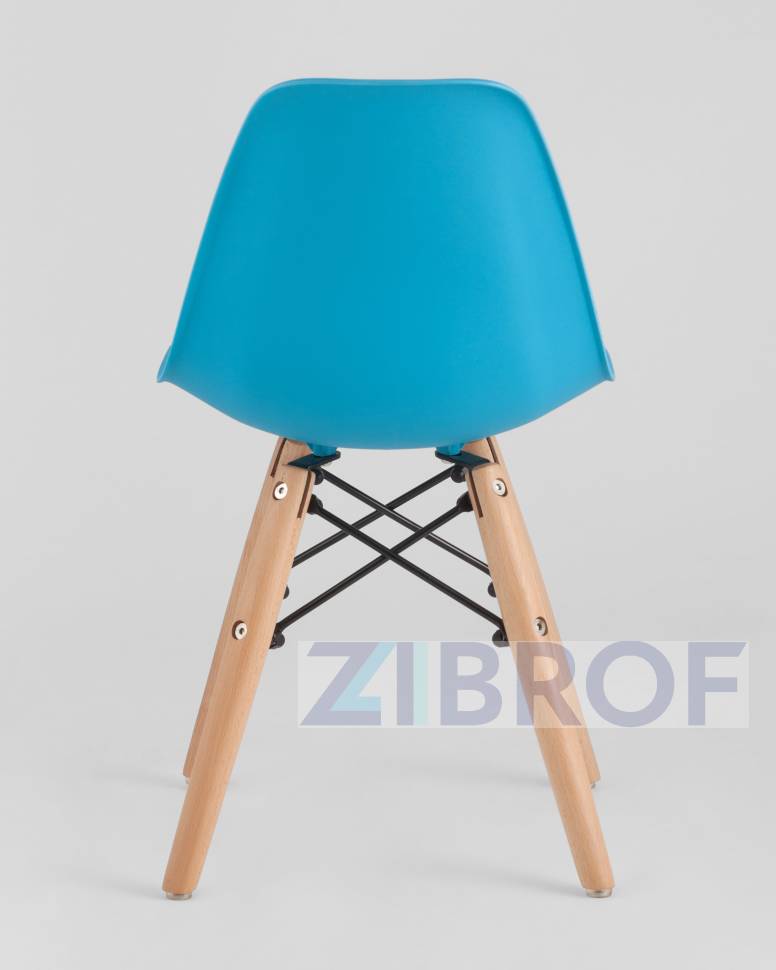 Комплект мебели детский стол Eames белый, 3 стула голубые