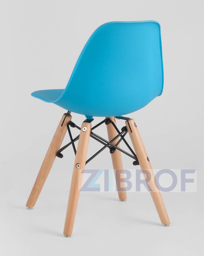 Комплект мебели детский стол Eames белый, 3 стула голубые