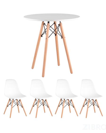 Eames стол 70 см, 4 стула Eames DSW белые