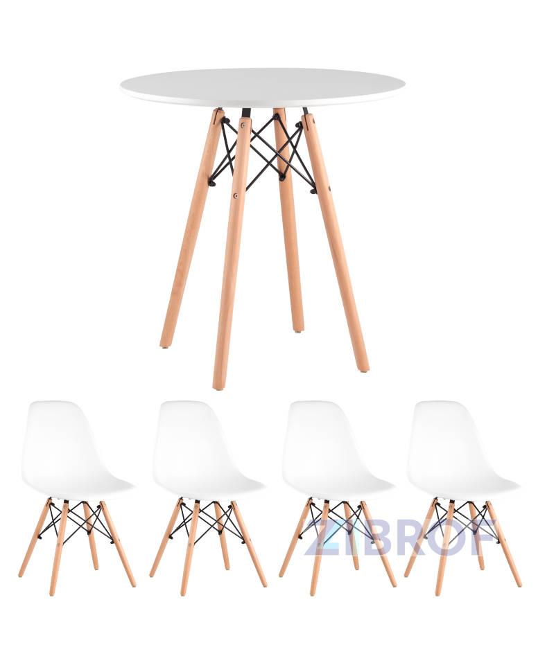 Eames стол 70 см, 4 стула Eames DSW белые