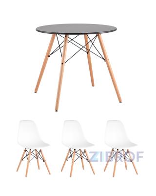 Eames D80 черный, 3 стула Eames DSW белые