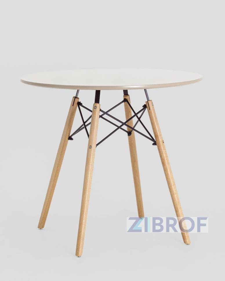 EAMES DSW D80 бежевый, столешница МДФ, ножки массив бука