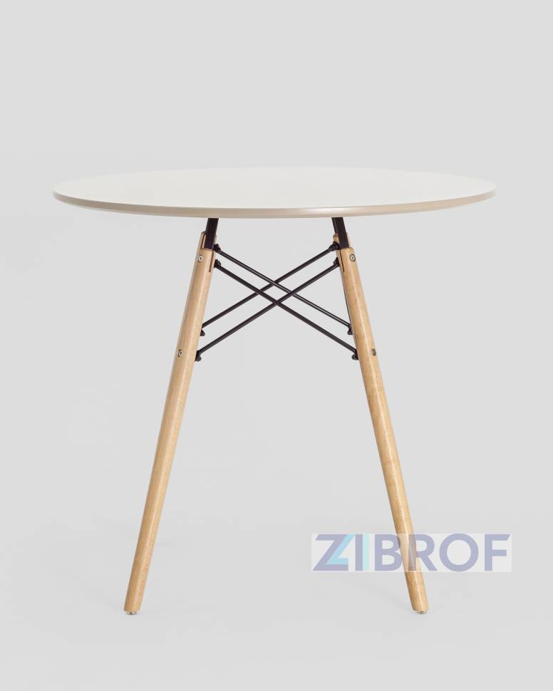 EAMES DSW D80 бежевый, столешница МДФ, ножки массив бука