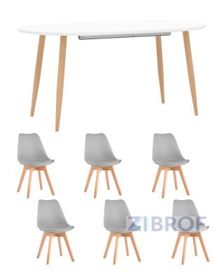 Обеденная группа стол Берген 160-220*90, 6 cтульев Frankfurt серые