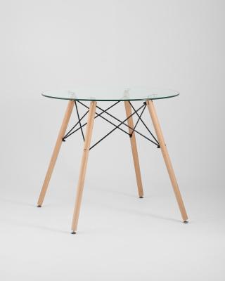 Eames D80 стол стеклянный, четыре стула прозрачные
