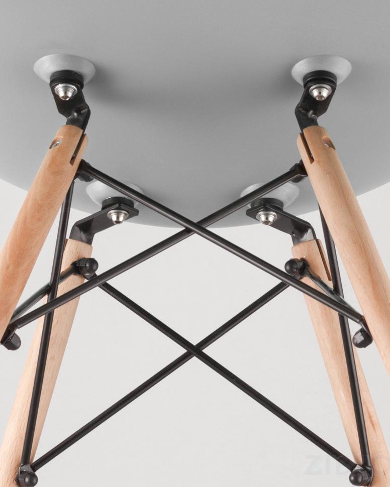 Стул DSW серо-зеленый пластик каркас из металла ножки натуральный массив бука