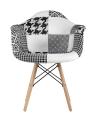 Обеденная группа стол Rondo раскладной 100-135*100 см белый, 4 кресла Eames пэчворк черно-белые