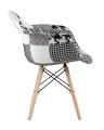 Обеденная группа стол Rondo раскладной 100-135*100 см белый, 4 кресла Eames пэчворк черно-белые