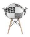 Обеденная группа стол Rondo раскладной 100-135*100 см белый, 4 кресла Eames пэчворк черно-белые