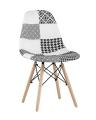 Обеденная группа стол Rondo раскладной 100-135*100 см белый, стулья Eames пэчворк черно-белые