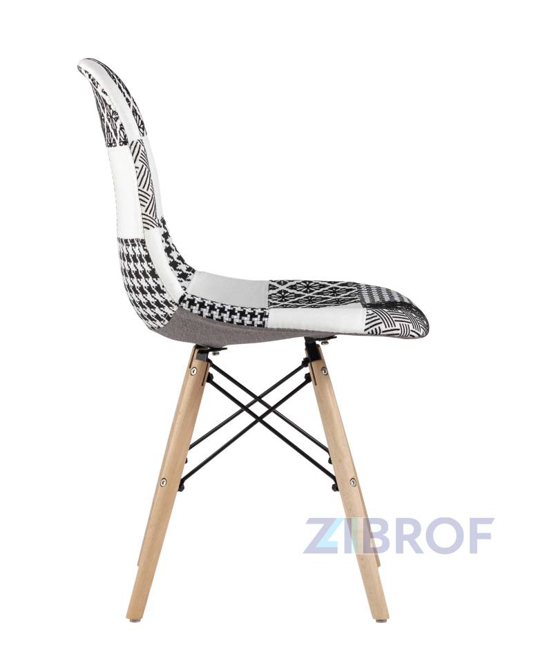 Обеденная группа стол Rondo раскладной 100-135*100 см белый, стулья Eames пэчворк черно-белые