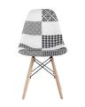 Обеденная группа стол Rondo раскладной 100-135*100 см белый, стулья Eames пэчворк черно-белые