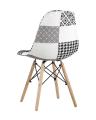 Обеденная группа стол Rondo раскладной 100-135*100 см белый, стулья Eames пэчворк черно-белые